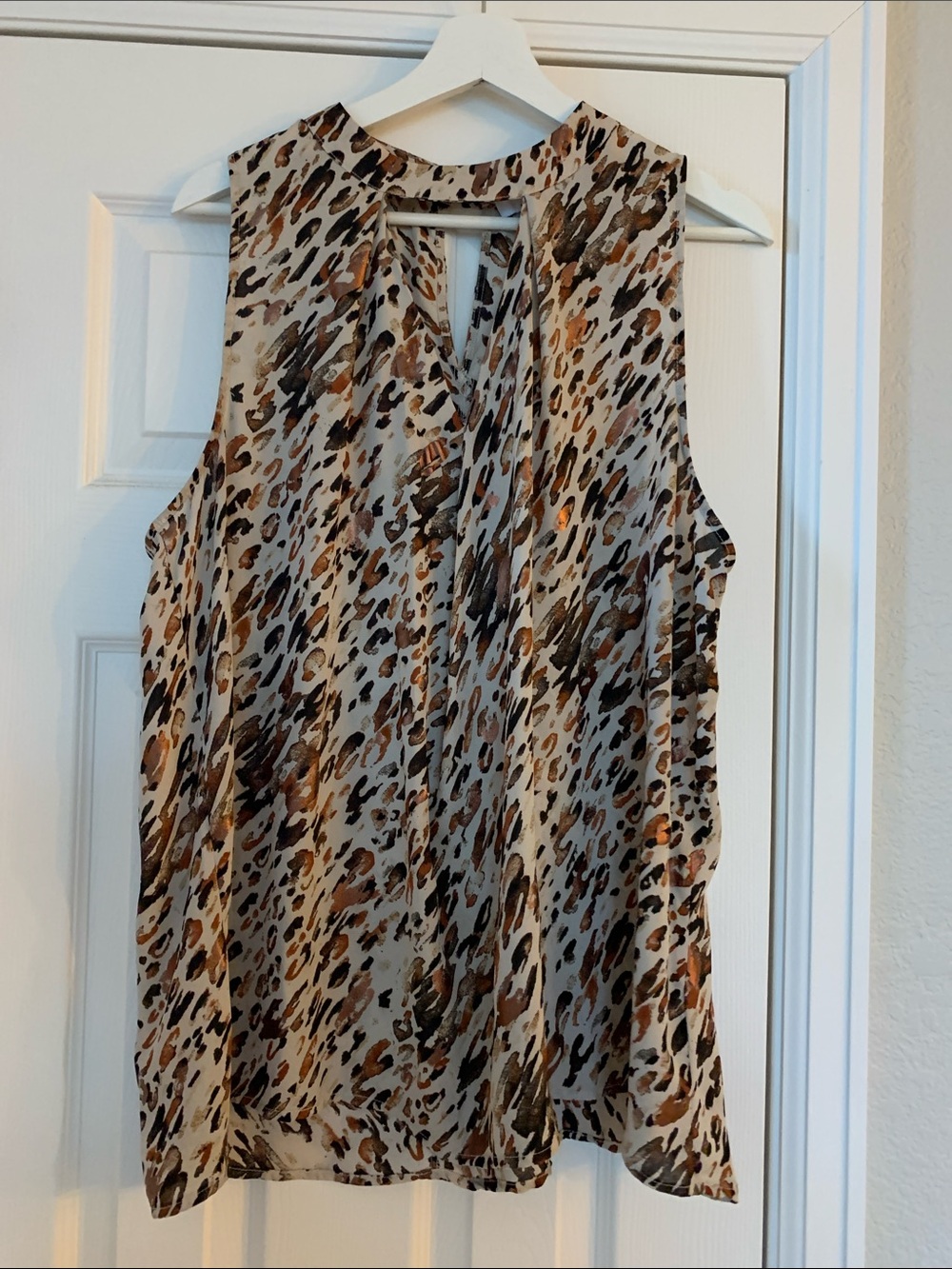 Leopard Print Sleeveless Camisole Top - Beige Brown
